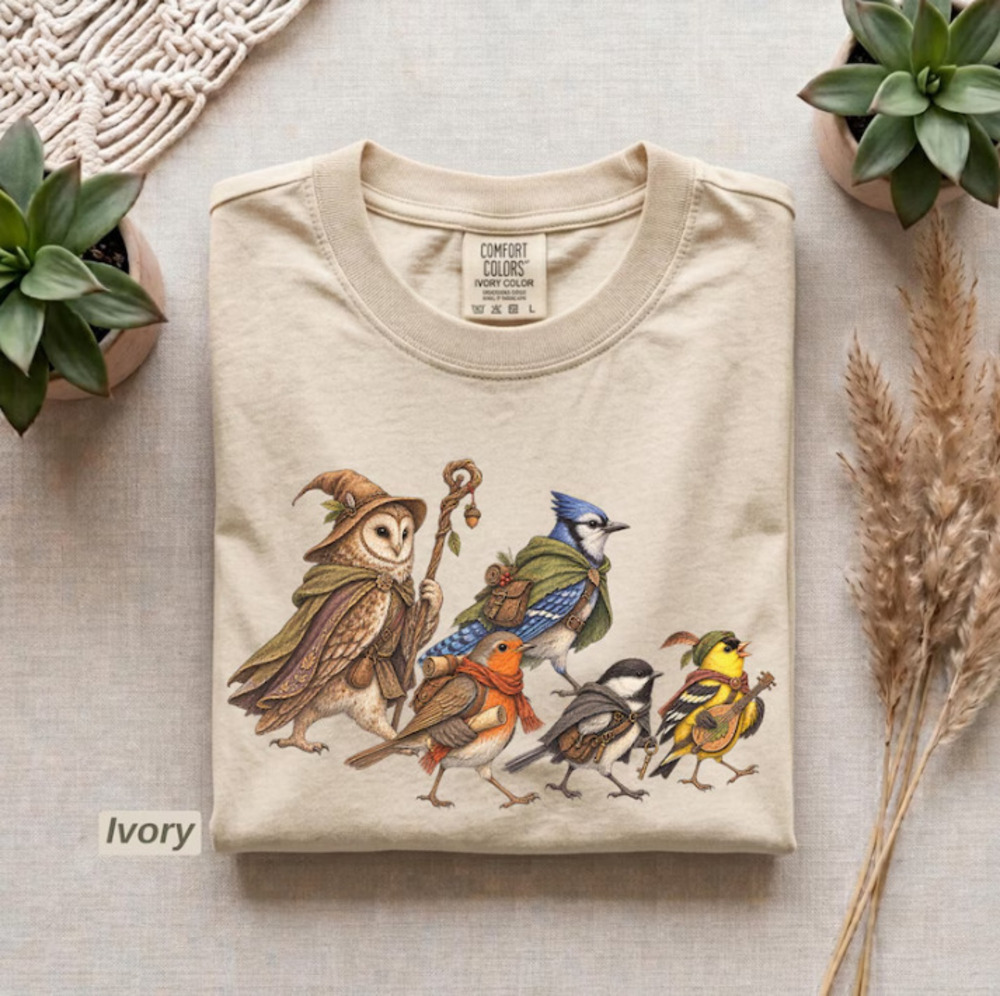 Fantasy Birds Shirt, Fellowship of the Wing Tee, Bird Nerd RPG Wizard Owl Shirt